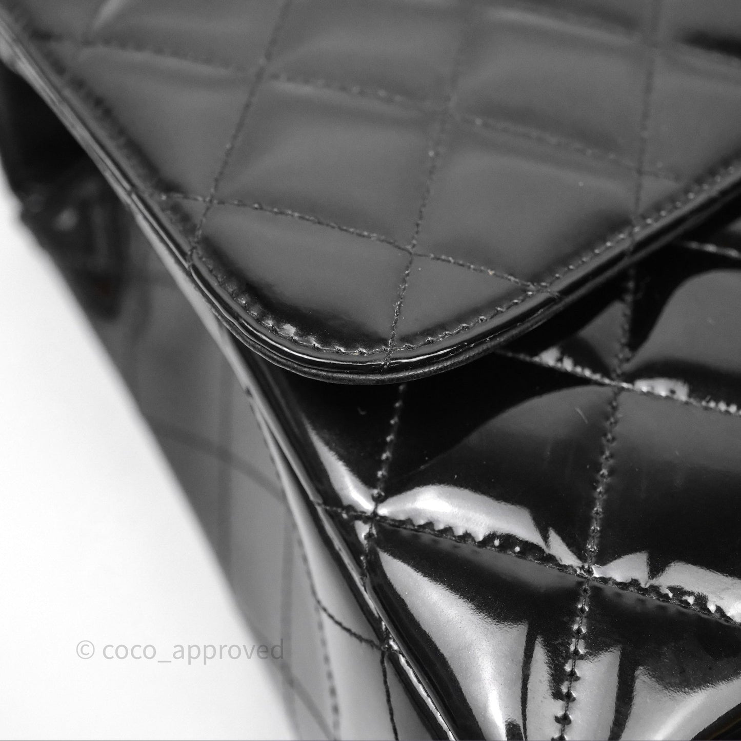 Chanel Jumbo Single Flap Black Patent Silver Hardware⁣⁣