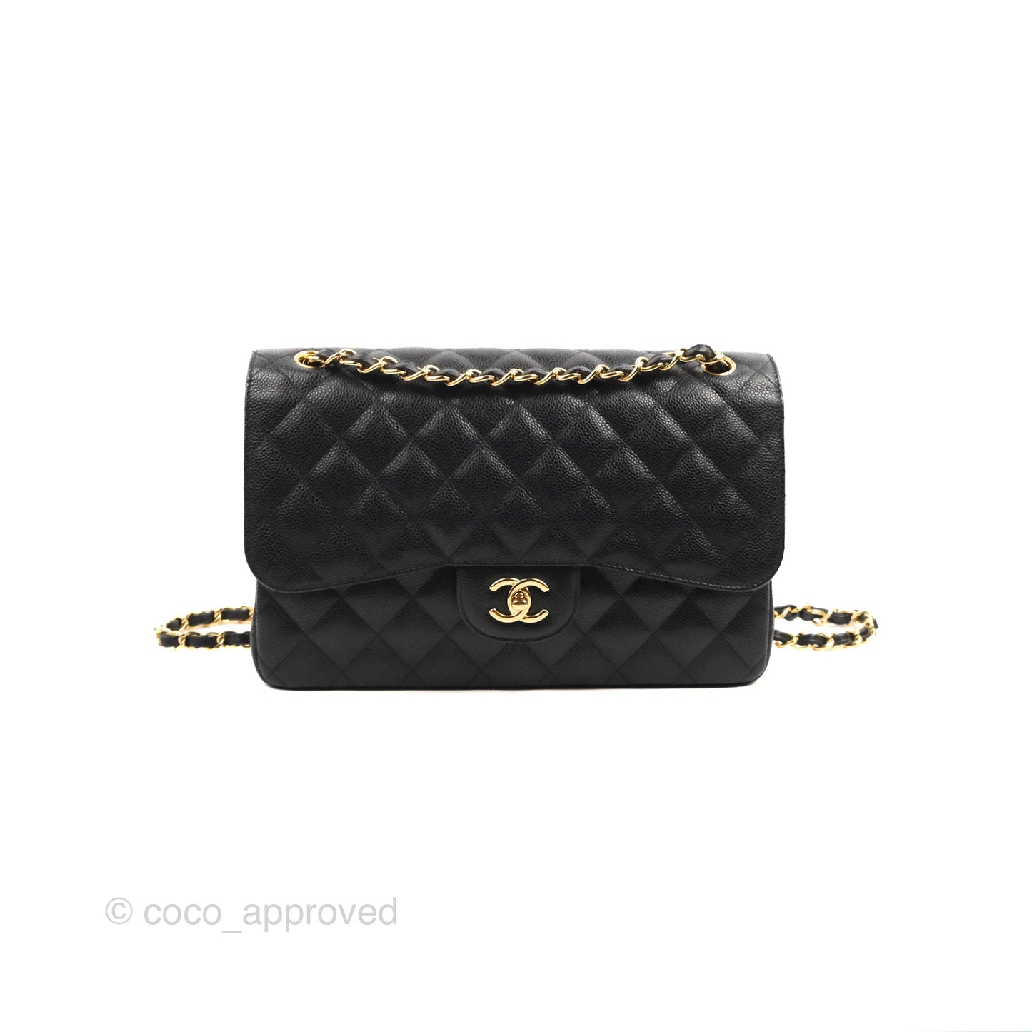 Chanel Jumbo Double Flap Black Caviar Gold Hardware⁣⁣