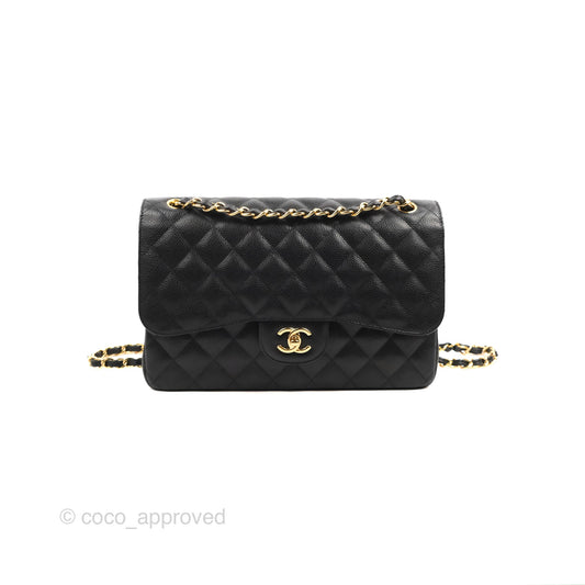 Chanel Jumbo Double Flap Black Caviar Gold Hardware⁣⁣