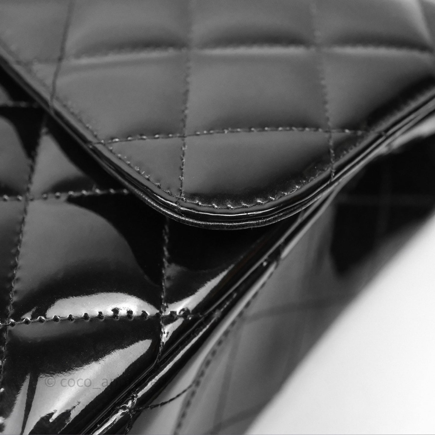Chanel Jumbo Single Flap Black Patent Silver Hardware⁣⁣