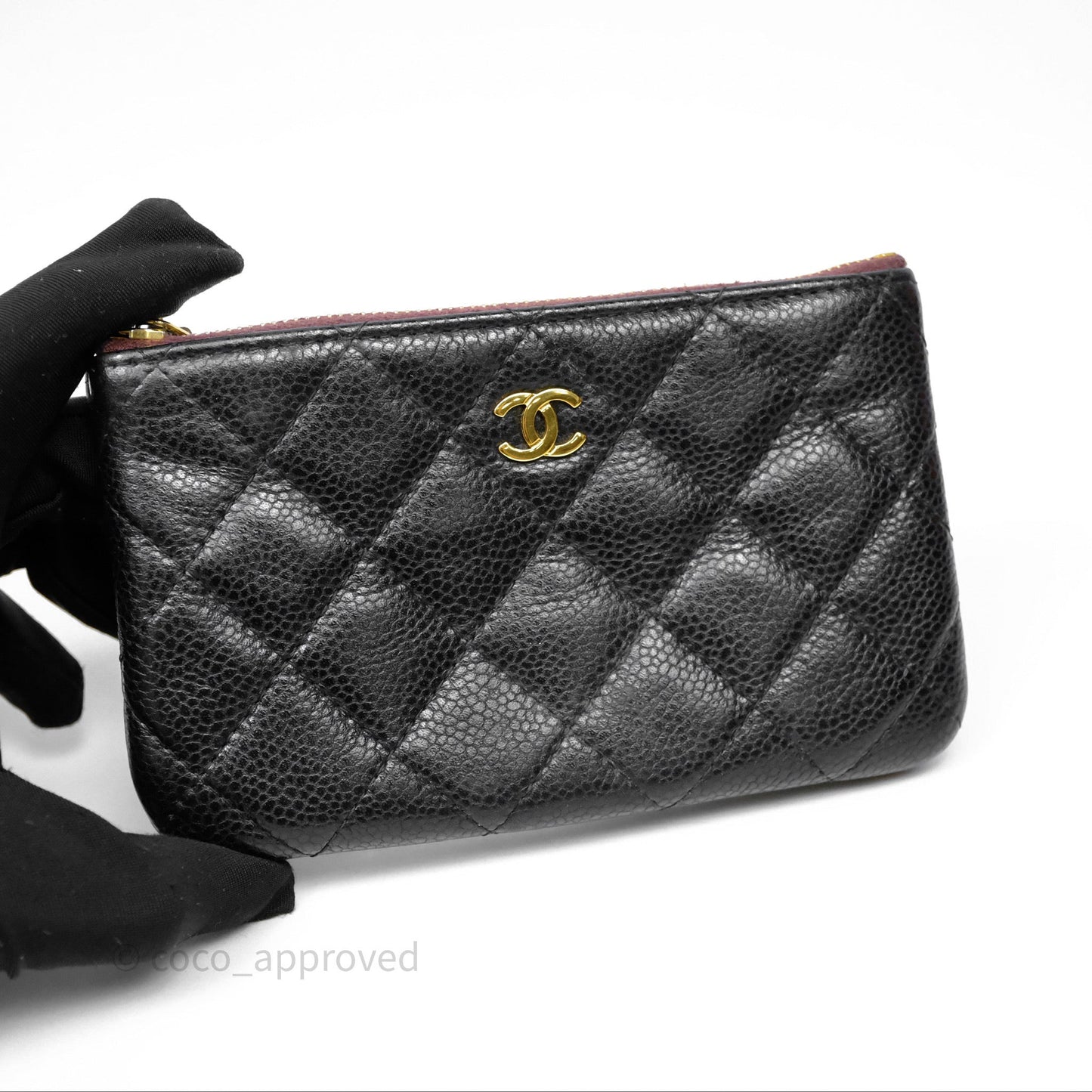 Chanel Quilted Mini O Case Black Caviar Gold Hardware