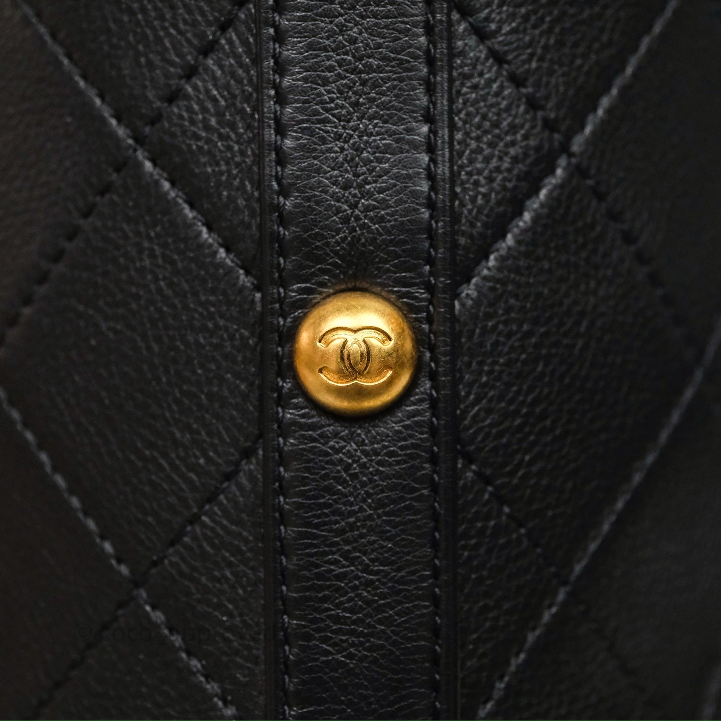 Chanel Drawstring Tweed Bucket Bag Quilted Black Caviar Aged Gold Hardware