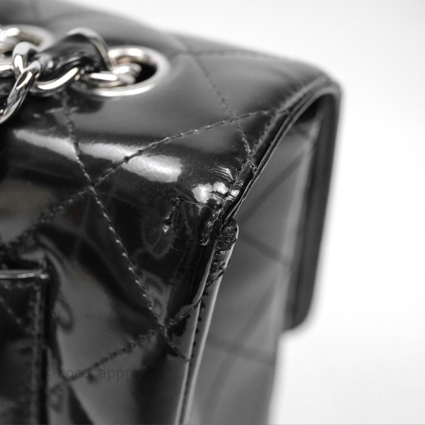 Chanel Jumbo Single Flap Black Patent Silver Hardware⁣⁣