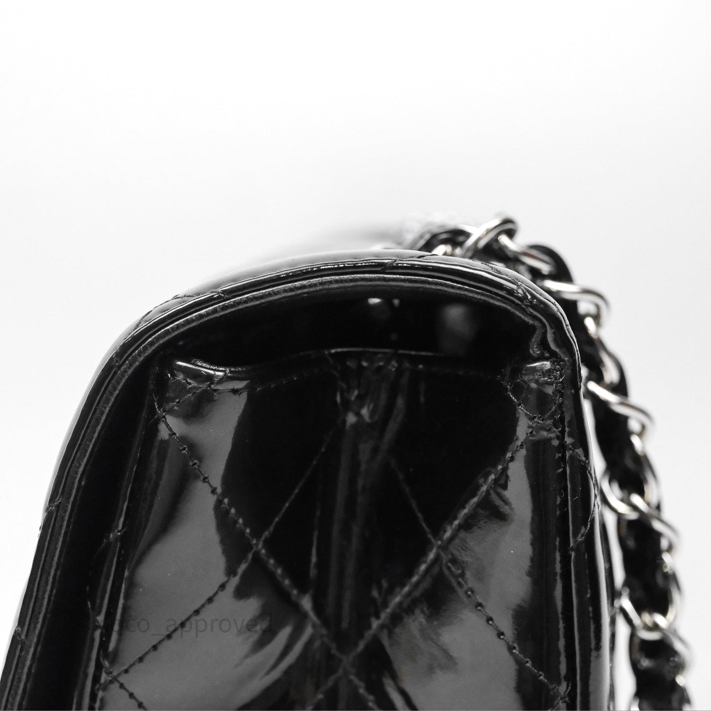 Chanel Jumbo Single Flap Black Patent Silver Hardware⁣⁣