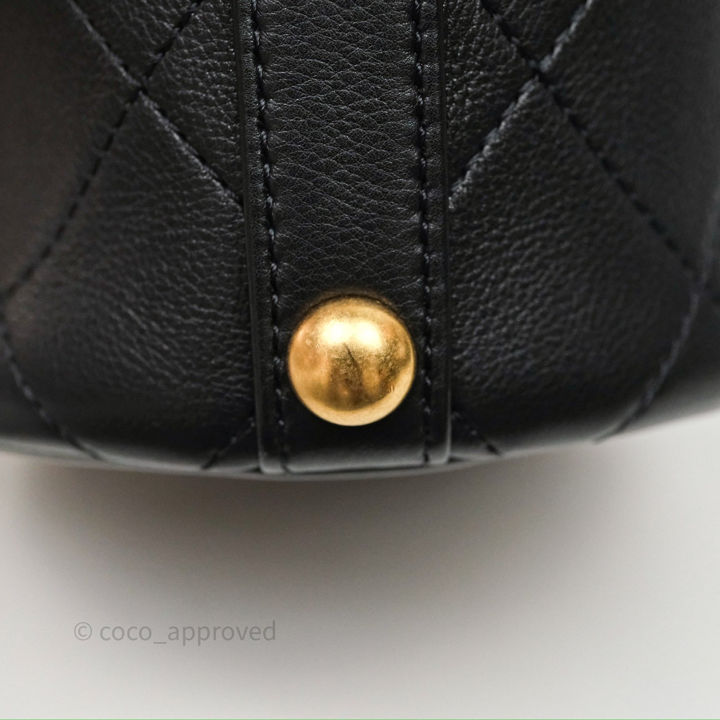 Chanel Drawstring Tweed Bucket Bag Quilted Black Caviar Aged Gold Hardware