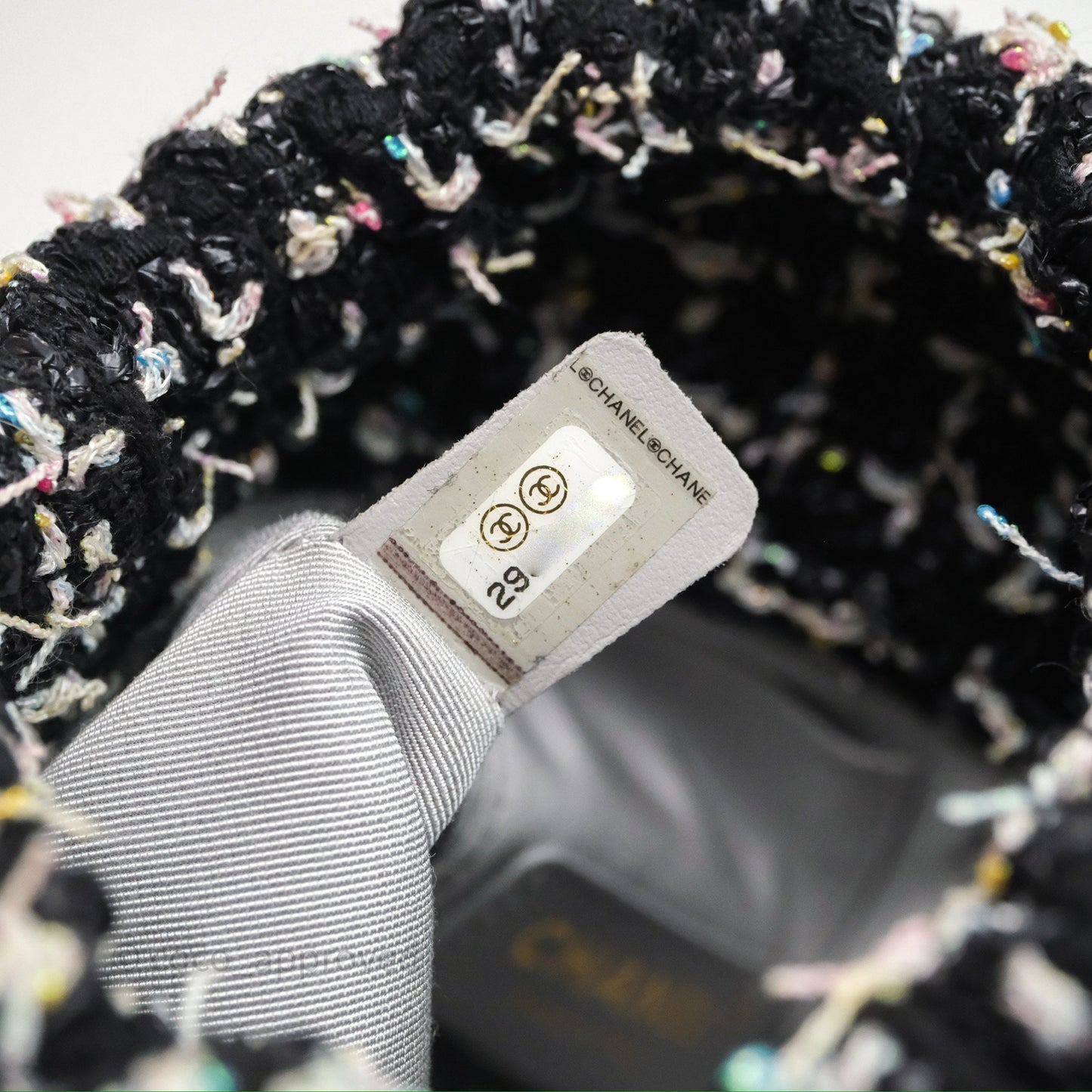 Chanel Drawstring Tweed Bucket Bag Quilted Black Caviar Aged Gold Hardware