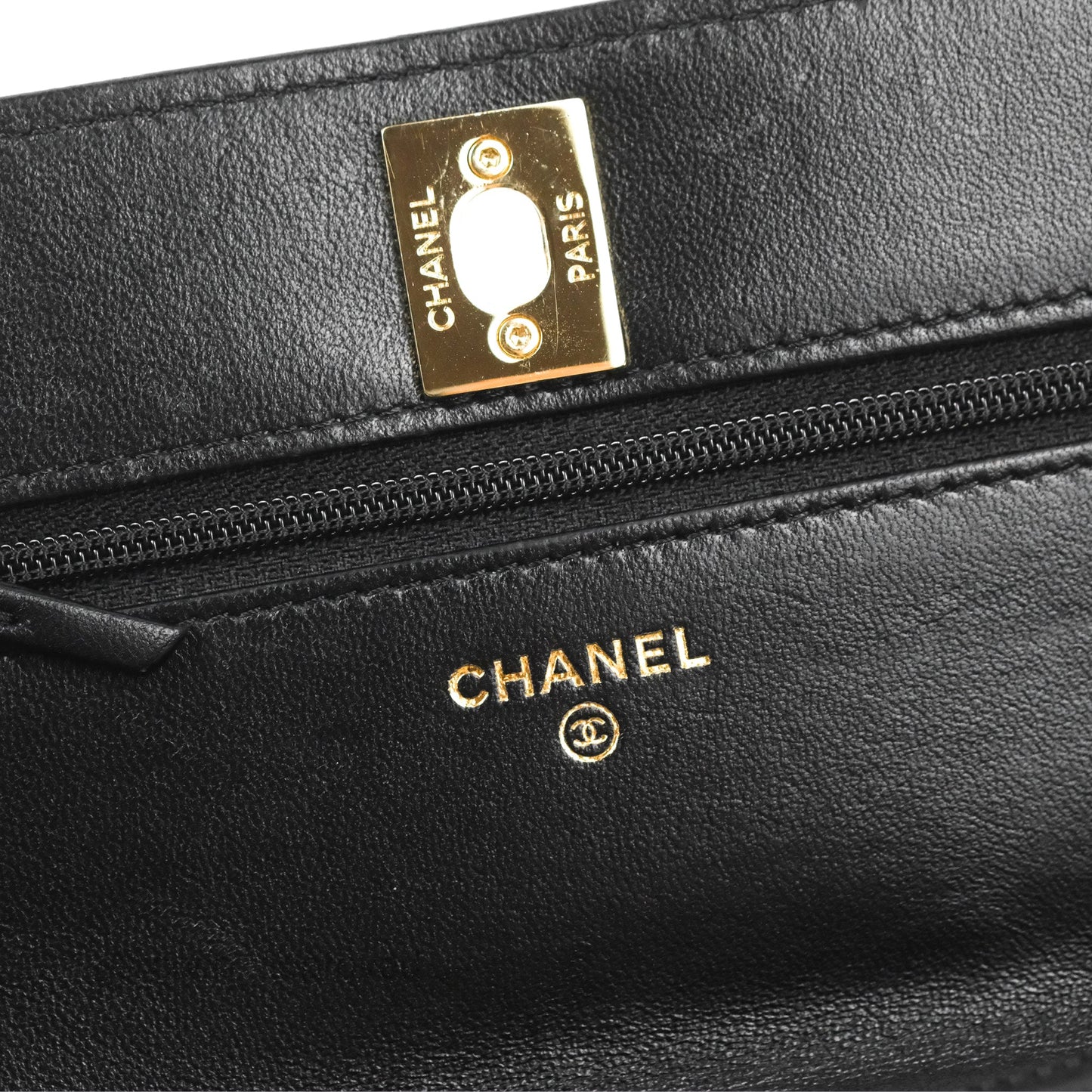 Chanel Quilted Trendy CC Wallet on Chain WOC Black Lambskin Gold Hardware