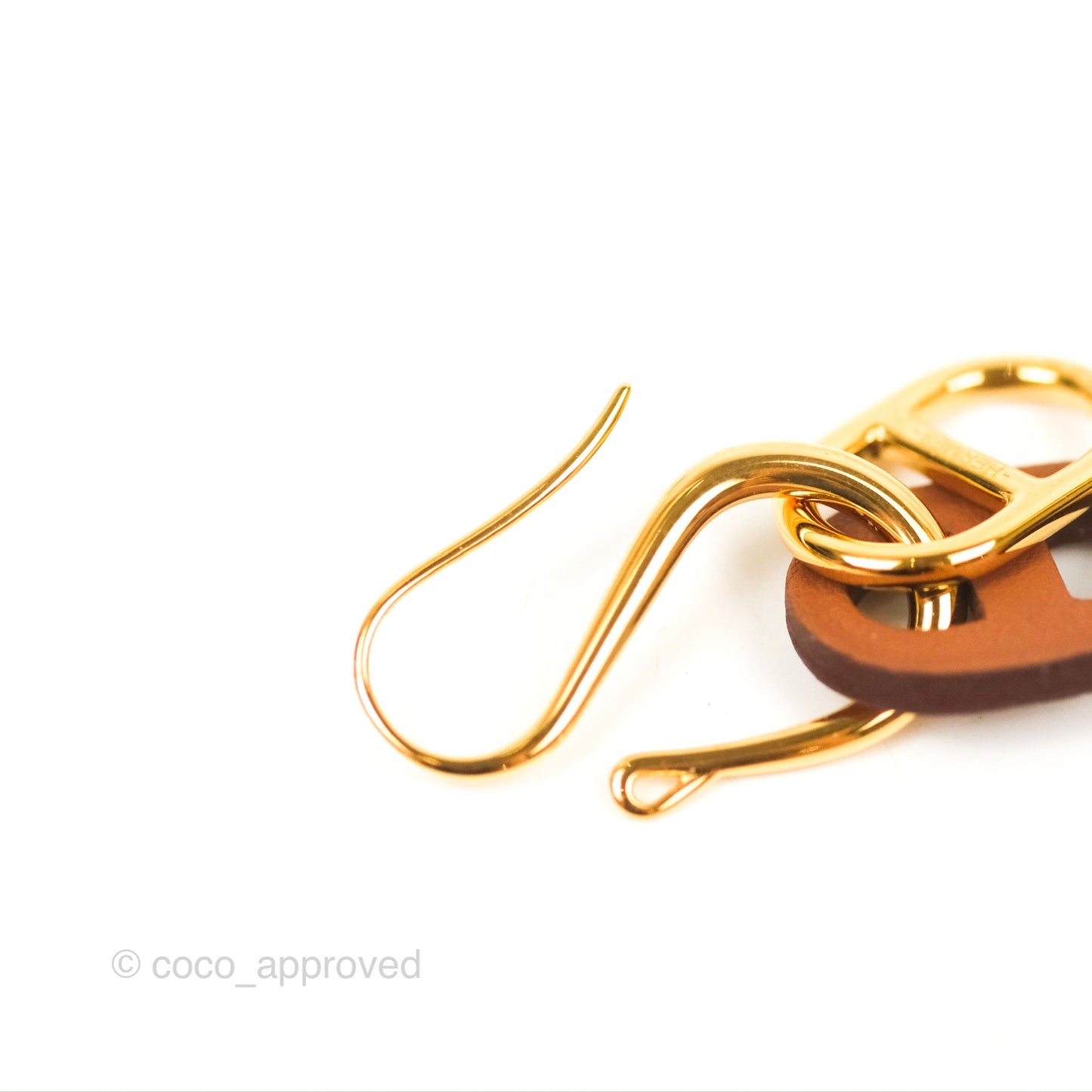 Hermes O'Maillon Earrings Gold Swift Gold Tone