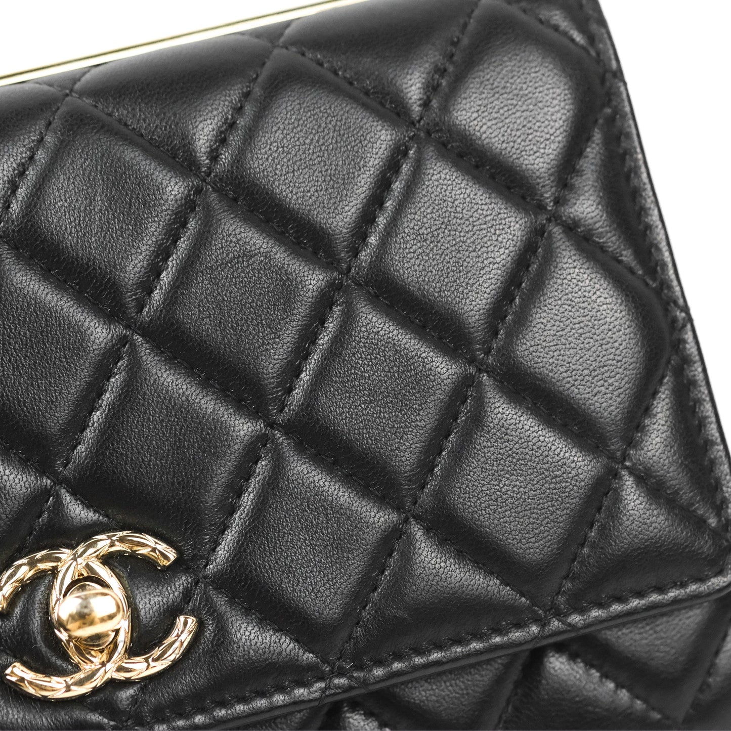 Chanel Quilted Trendy CC Wallet on Chain WOC Black Lambskin Gold Hardware