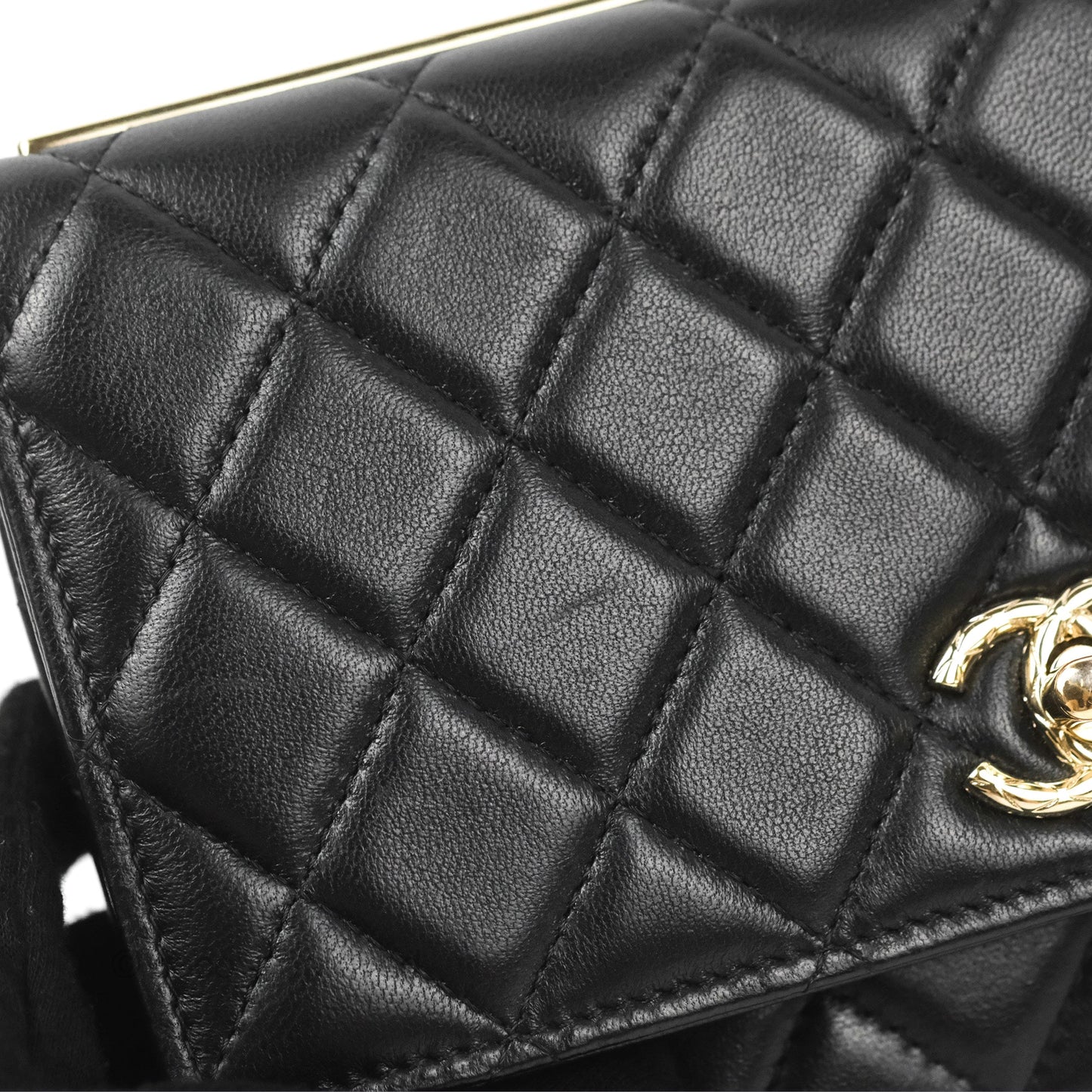Chanel Quilted Trendy CC Wallet on Chain WOC Black Lambskin Gold Hardware