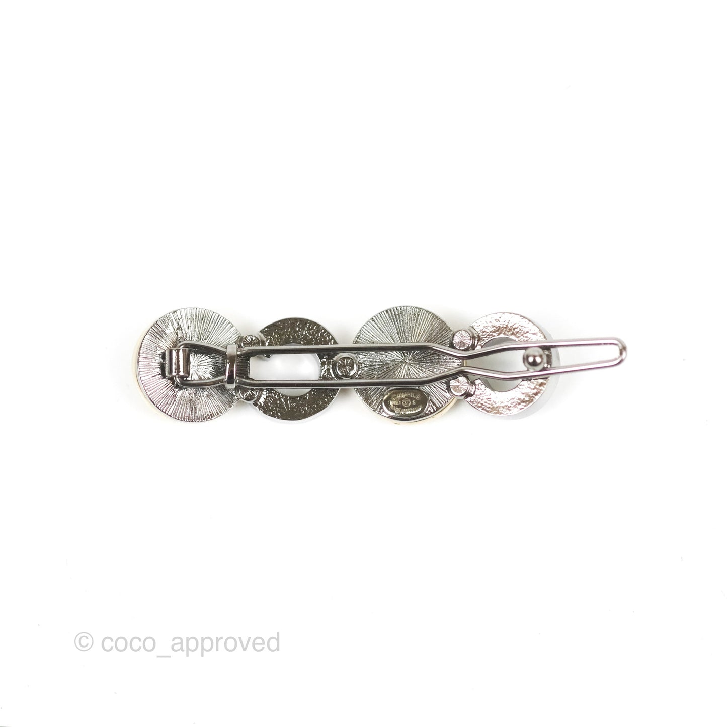 Chanel Coco CC Crystal Hair Clip Gold Tone 21S