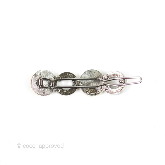 Chanel Coco CC Crystal Hair Clip Gold Tone 21S