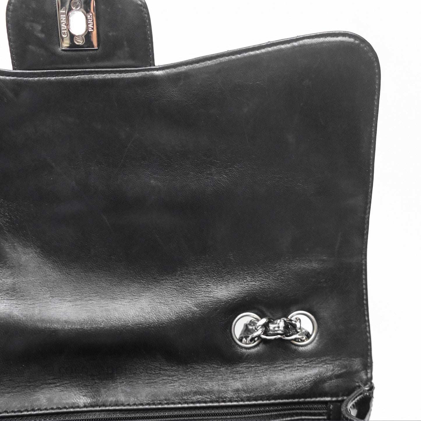 Chanel Jumbo Single Flap Black Patent Silver Hardware⁣⁣