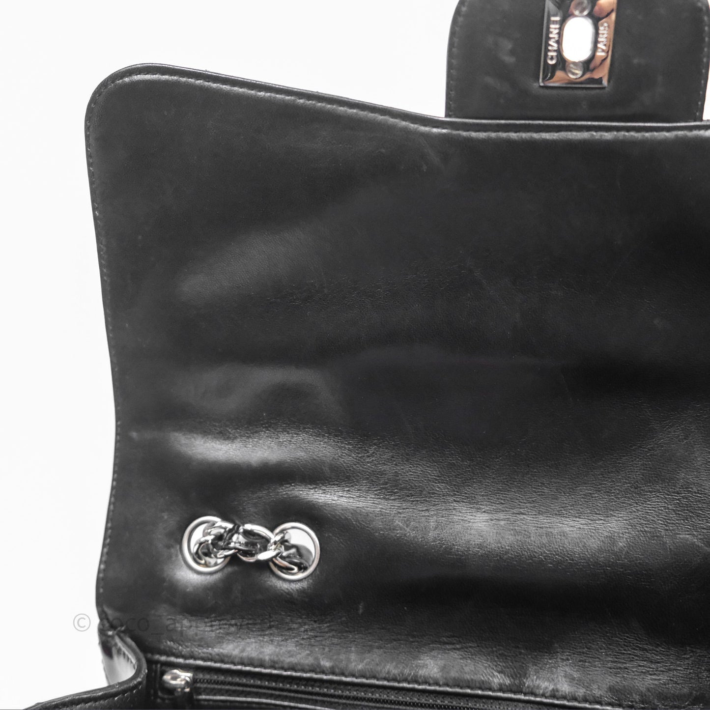 Chanel Jumbo Single Flap Black Patent Silver Hardware⁣⁣