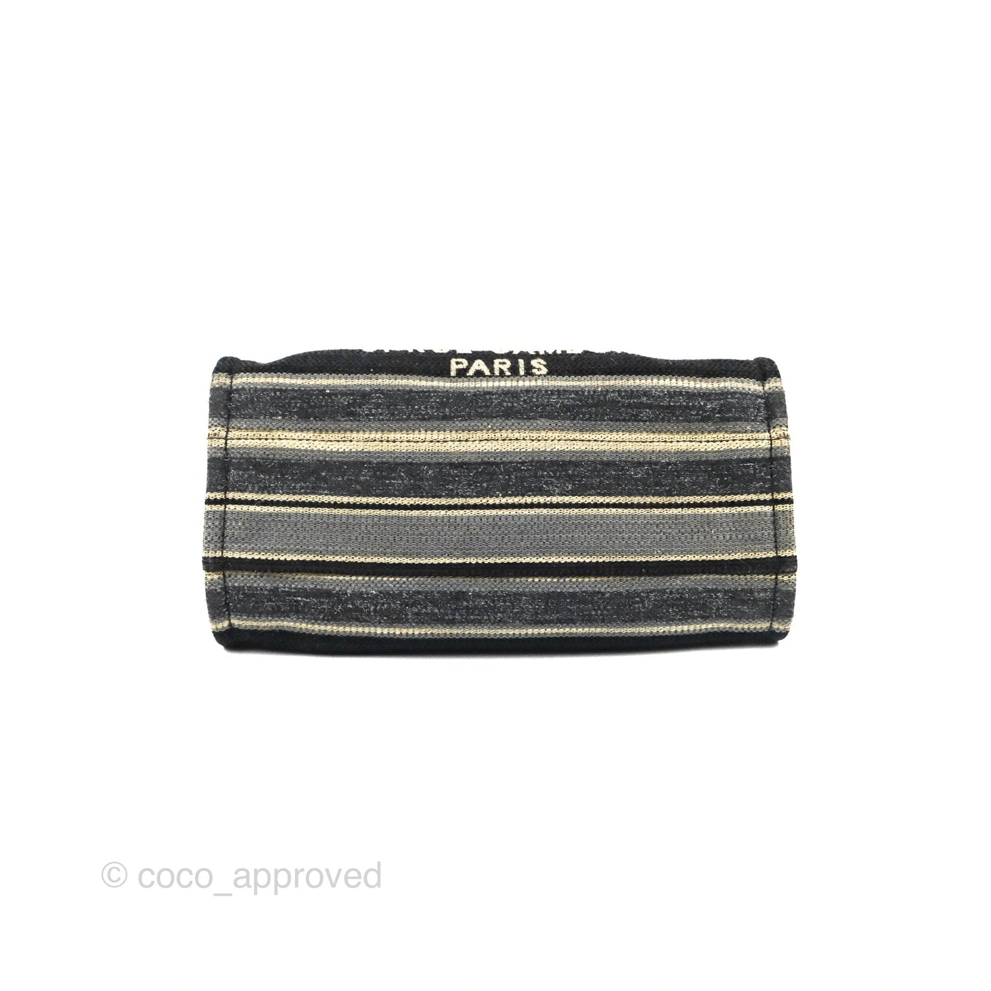 Chanel Medium Deauville Tote Stripe Navy/Grey Canvas Silver Hardware