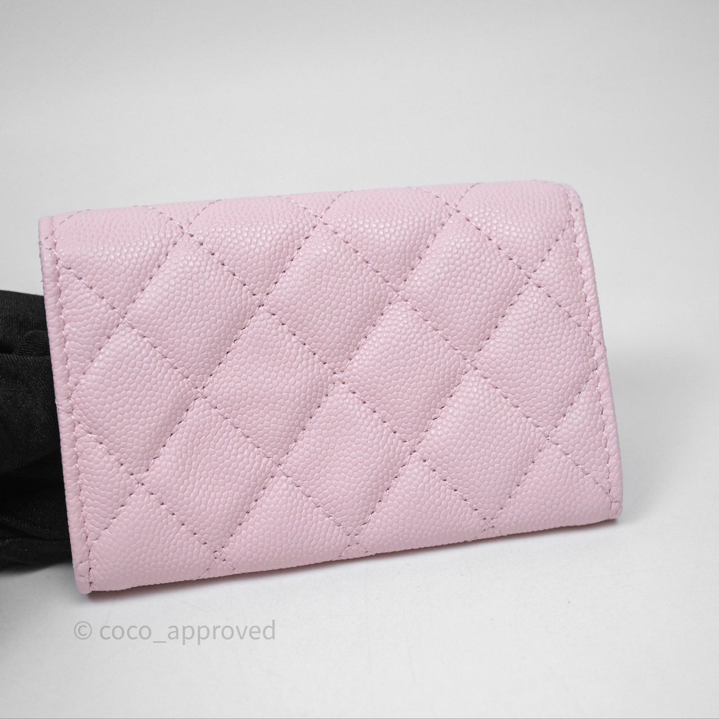 Chanel Quilted Flap Card Holder Light Pink Caviar Gold Hardware