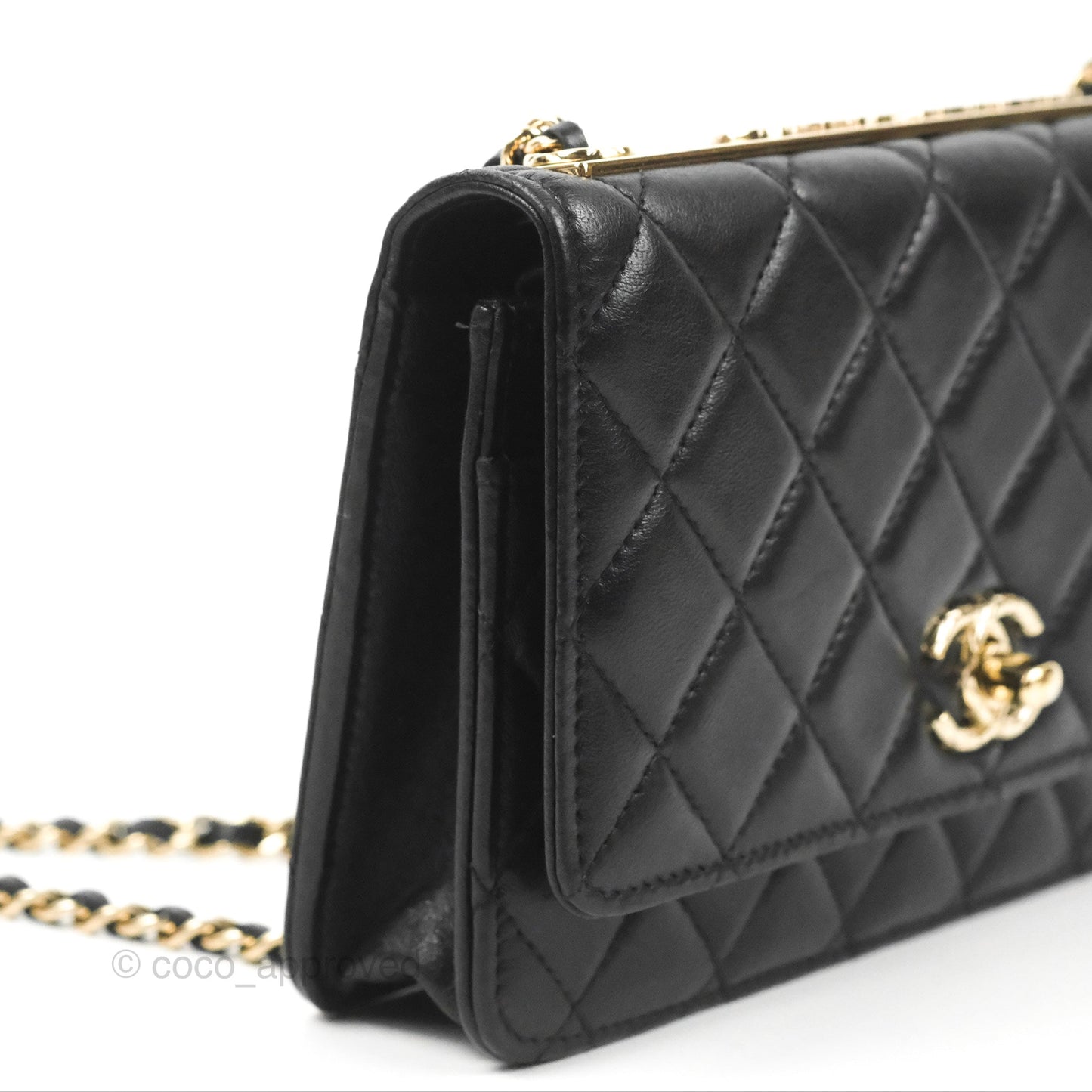 Chanel Quilted Trendy CC Wallet on Chain WOC Black Lambskin Gold Hardware