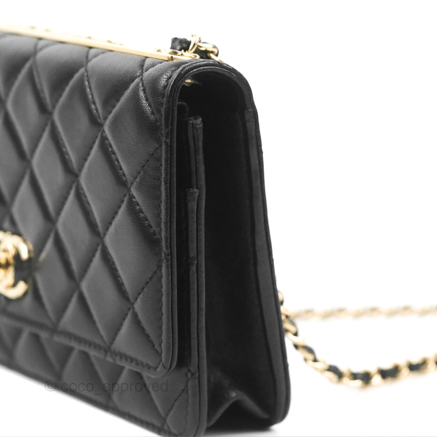 Chanel Quilted Trendy CC Wallet on Chain WOC Black Lambskin Gold Hardware