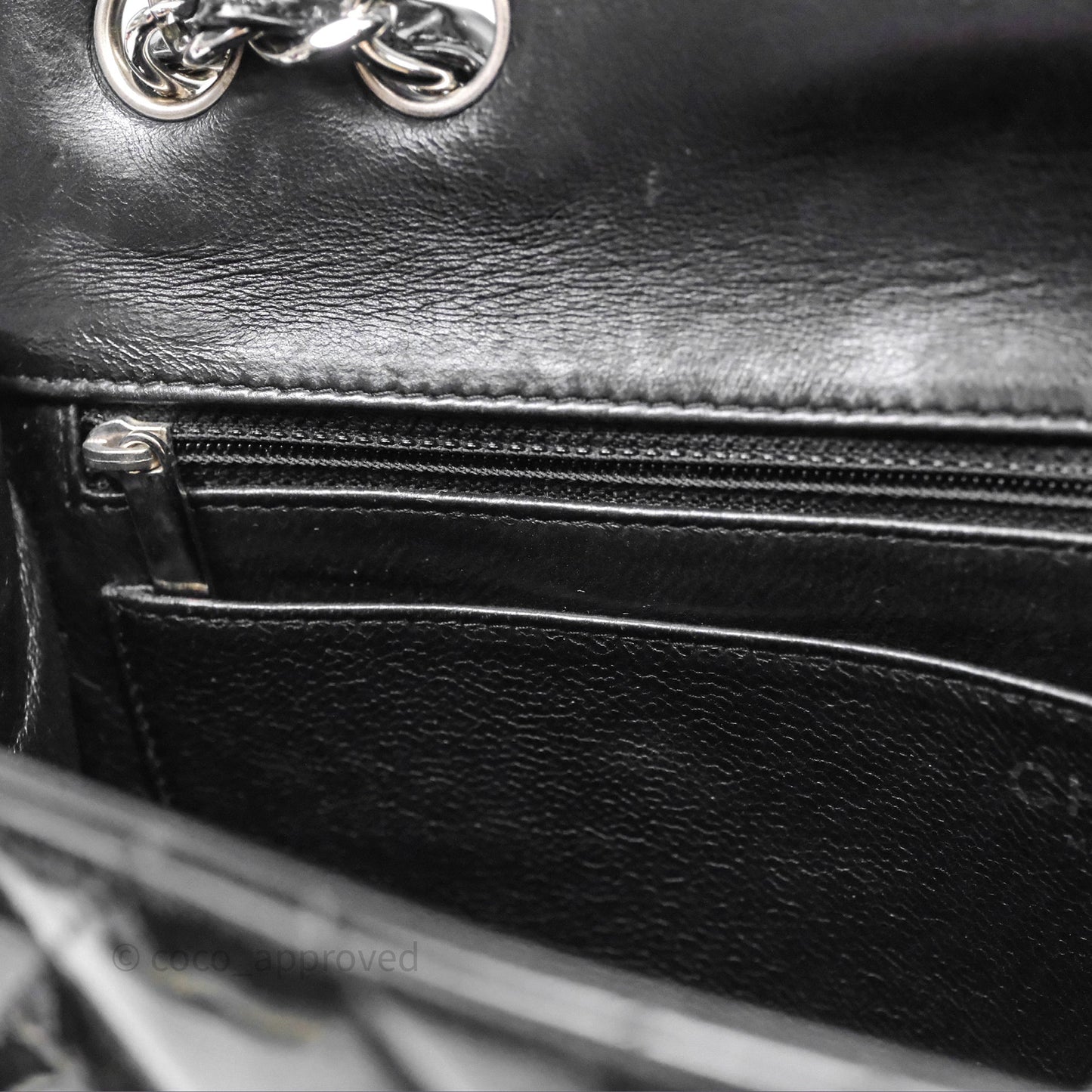 Chanel Jumbo Single Flap Black Patent Silver Hardware⁣⁣