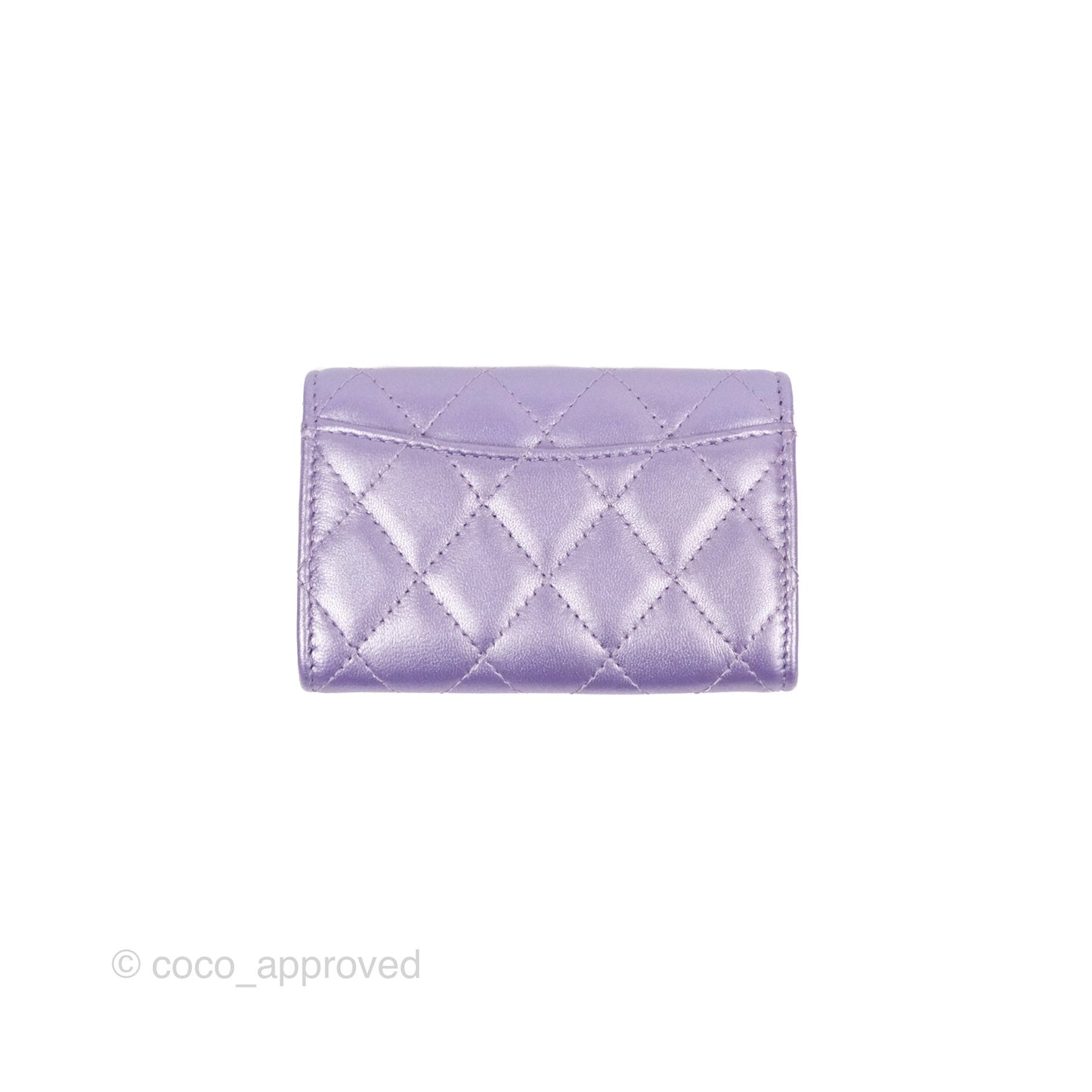 Chanel Classic Flap Card Holder Quilted Iridescent Purple Lambskin Silver Hardware