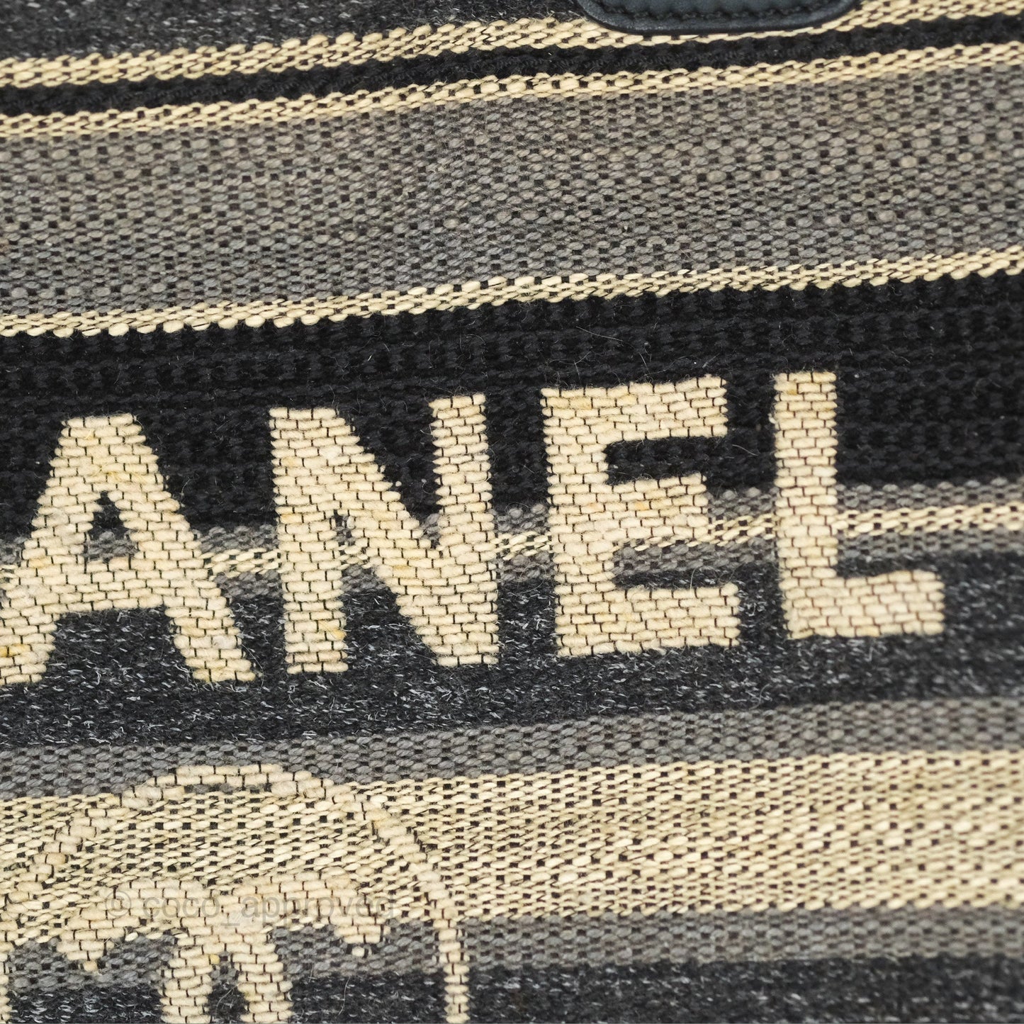 Chanel Medium Deauville Tote Stripe Navy/Grey Canvas Silver Hardware