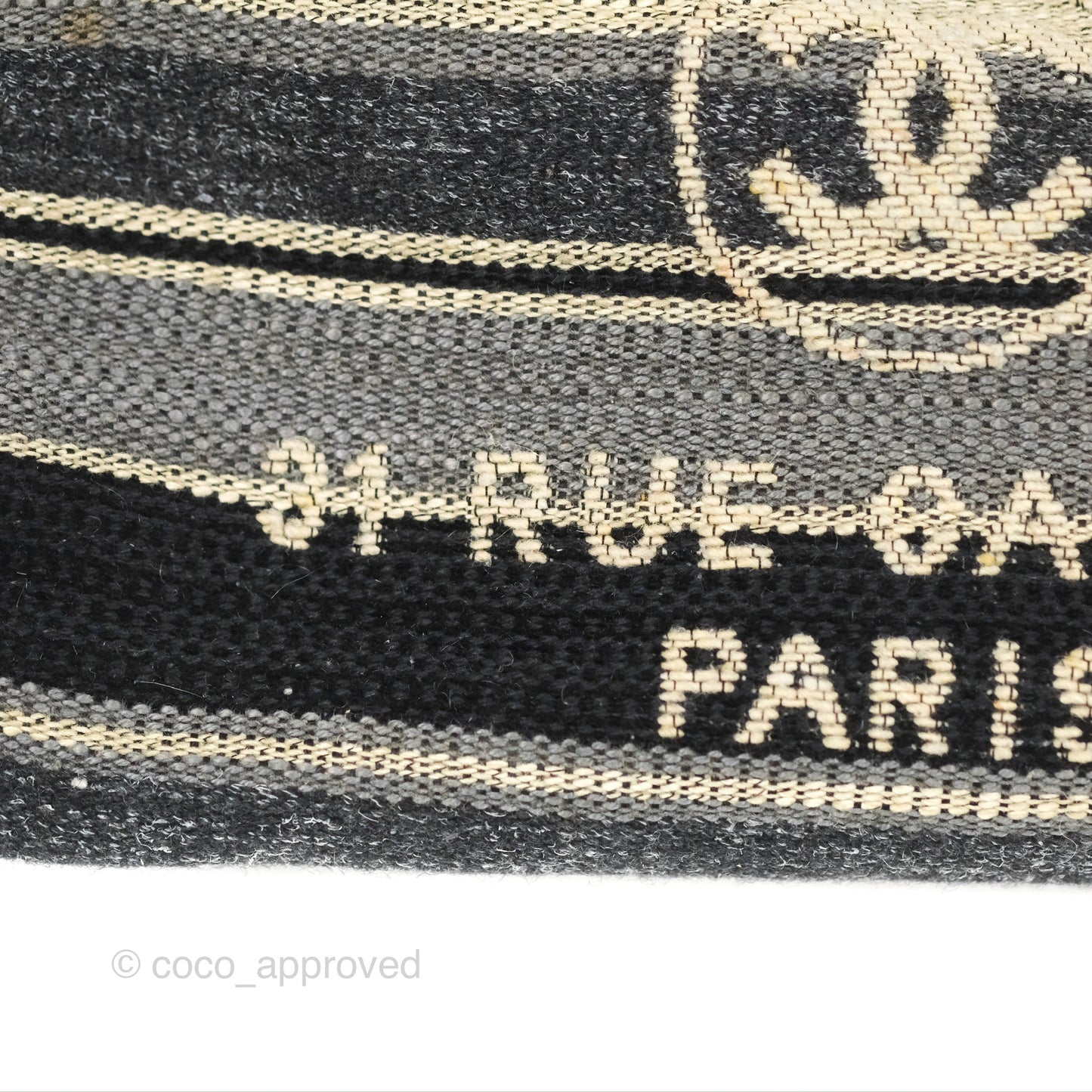 Chanel Medium Deauville Tote Stripe Navy/Grey Canvas Silver Hardware