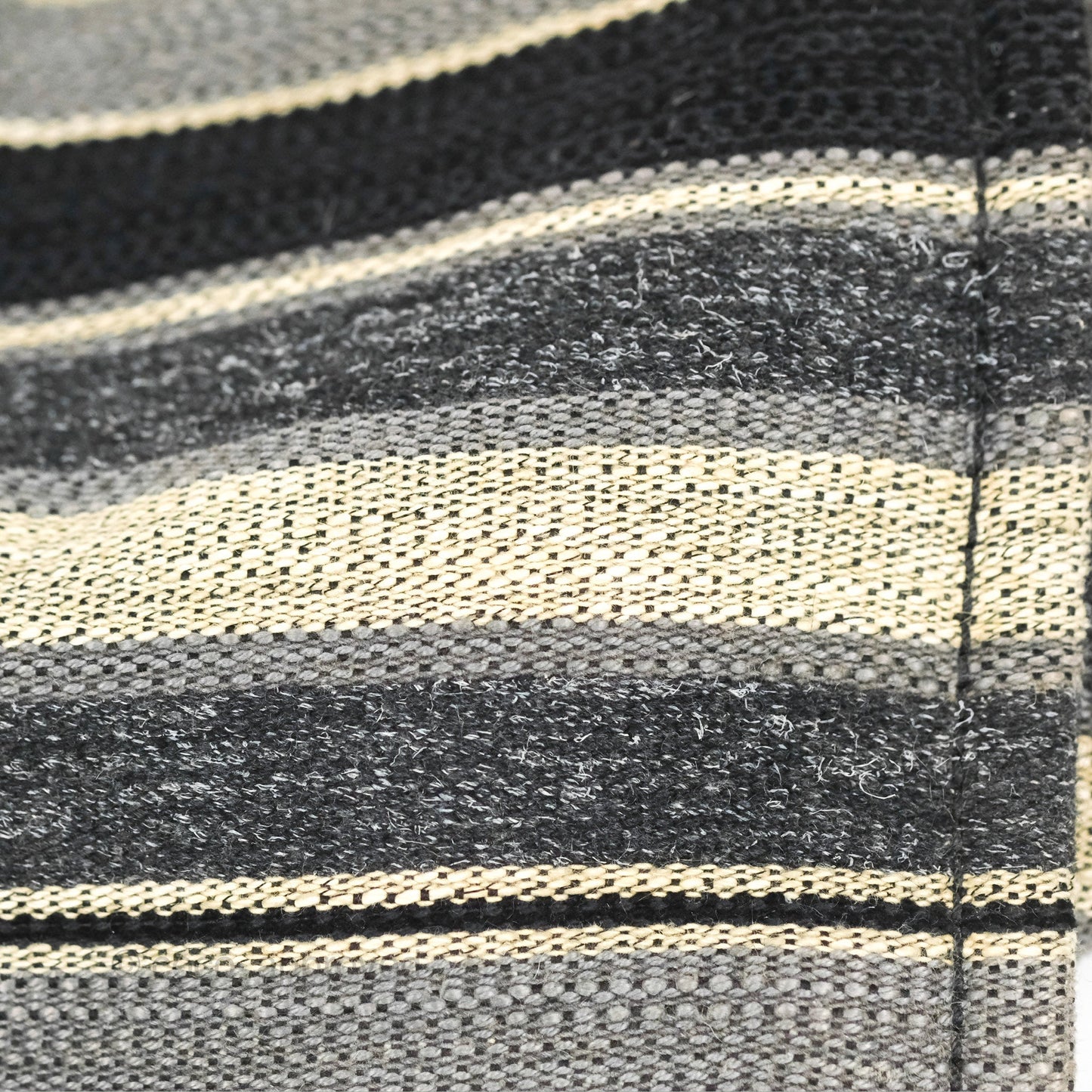 Chanel Medium Deauville Tote Stripe Navy/Grey Canvas Silver Hardware