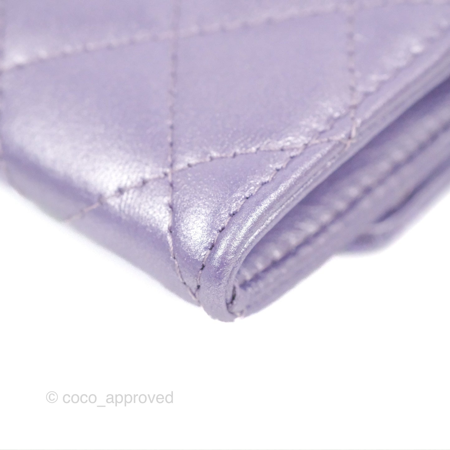 Chanel Classic Flap Card Holder Quilted Iridescent Purple Lambskin Silver Hardware