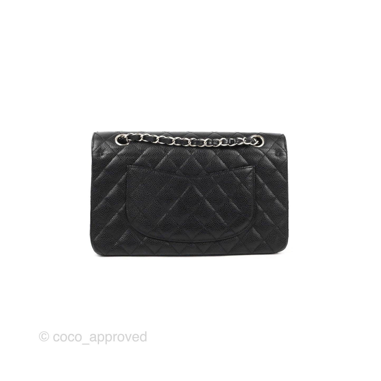 Chanel Classic M/L Medium Flap Quilted Black Caviar Silver Hardware