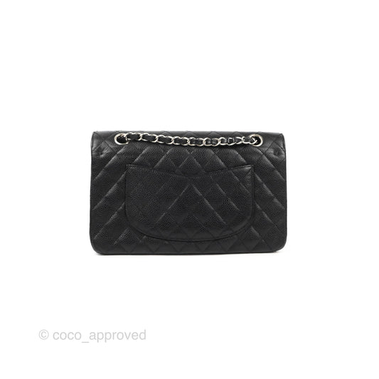 Chanel Classic M/L Medium Flap Quilted Black Caviar Silver Hardware