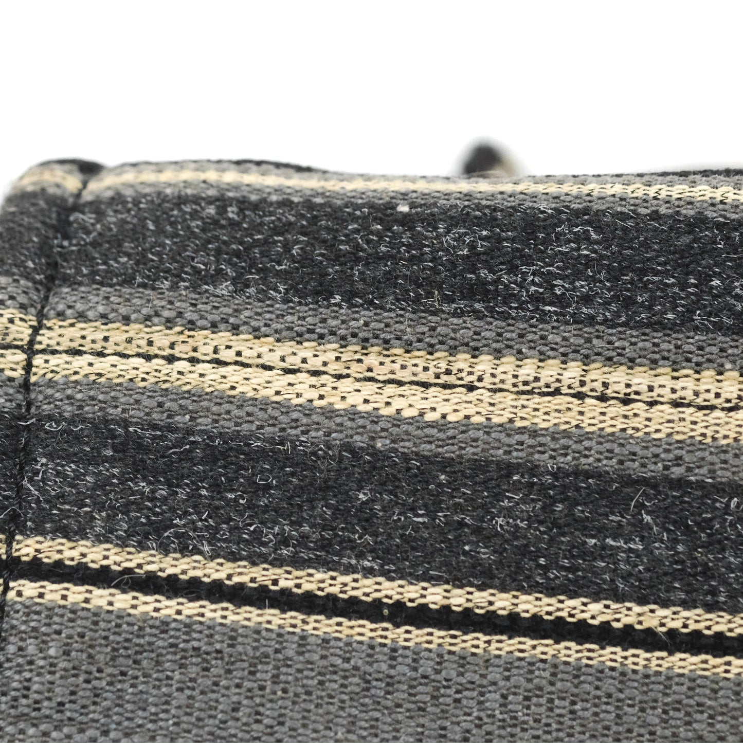 Chanel Medium Deauville Tote Stripe Navy/Grey Canvas Silver Hardware