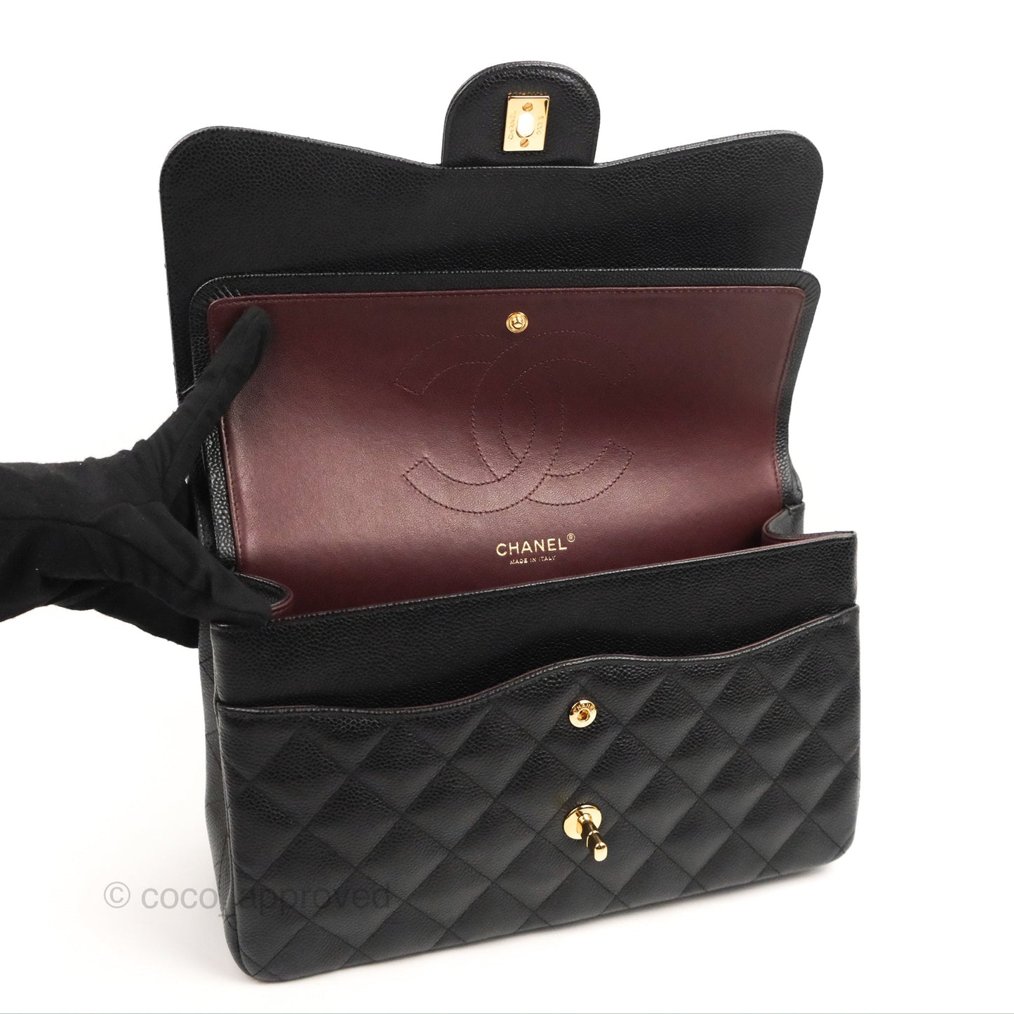 Chanel Jumbo Double Flap Black Caviar Gold Hardware⁣⁣