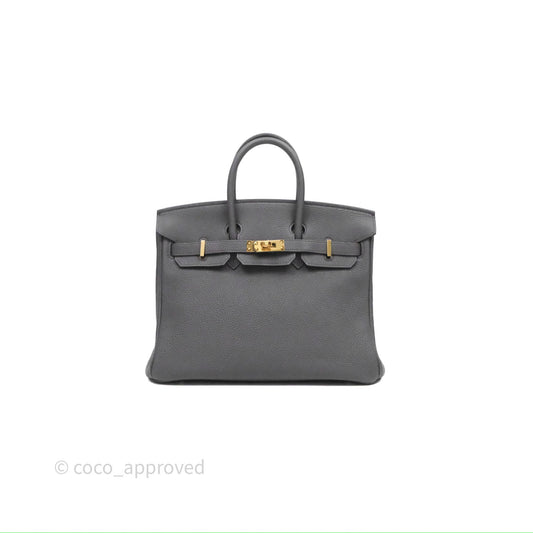 Hermes Birkin 25 Etain 8F Togo Gold Hardware