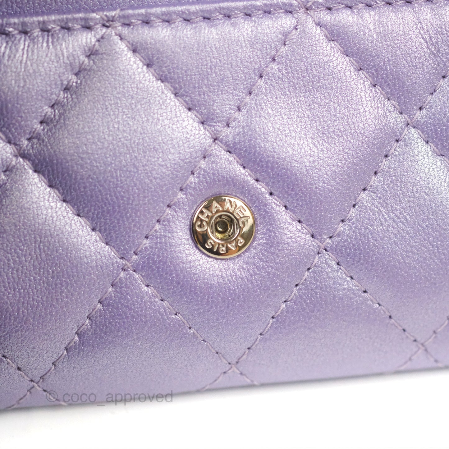 Chanel Classic Flap Card Holder Quilted Iridescent Purple Lambskin Silver Hardware
