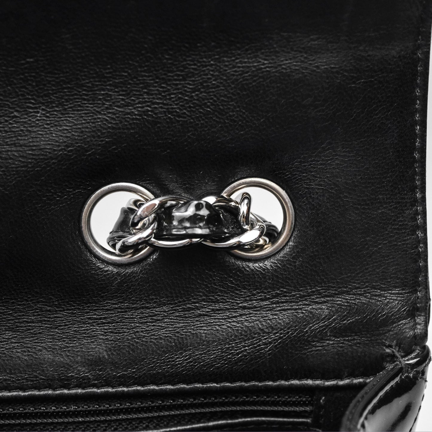 Chanel Jumbo Single Flap Black Patent Silver Hardware⁣⁣