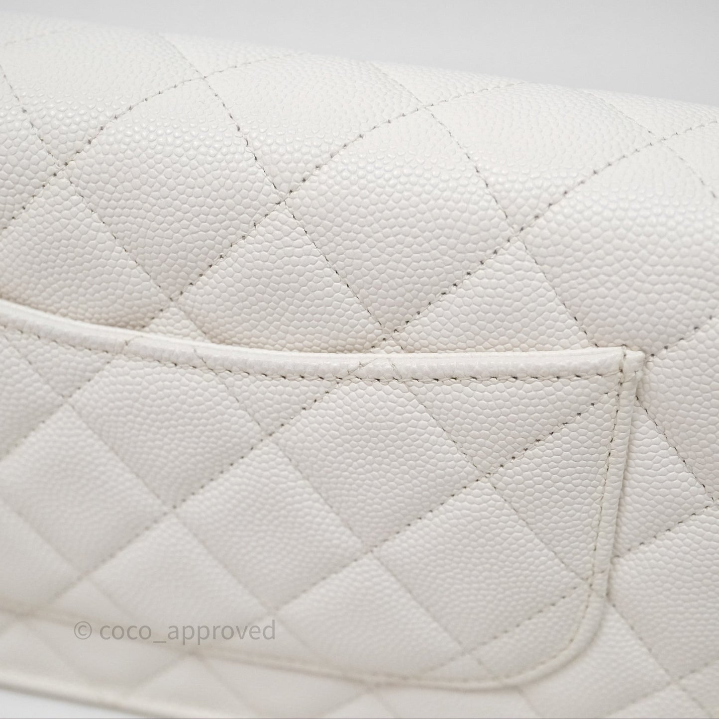 Chanel Quilted Classic Poker Wallet on Chain WOC White Caviar Gold Hardware