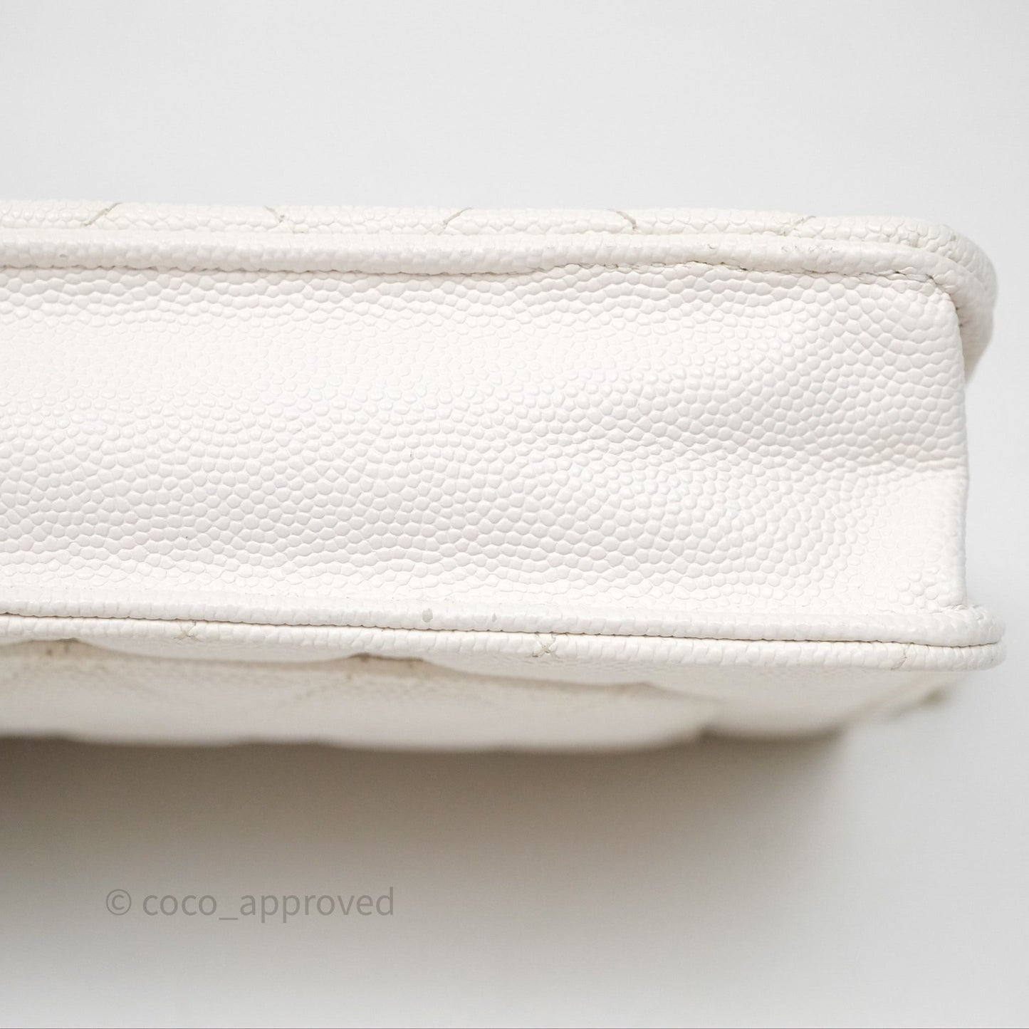 Chanel Quilted Classic Poker Wallet on Chain WOC White Caviar Gold Hardware