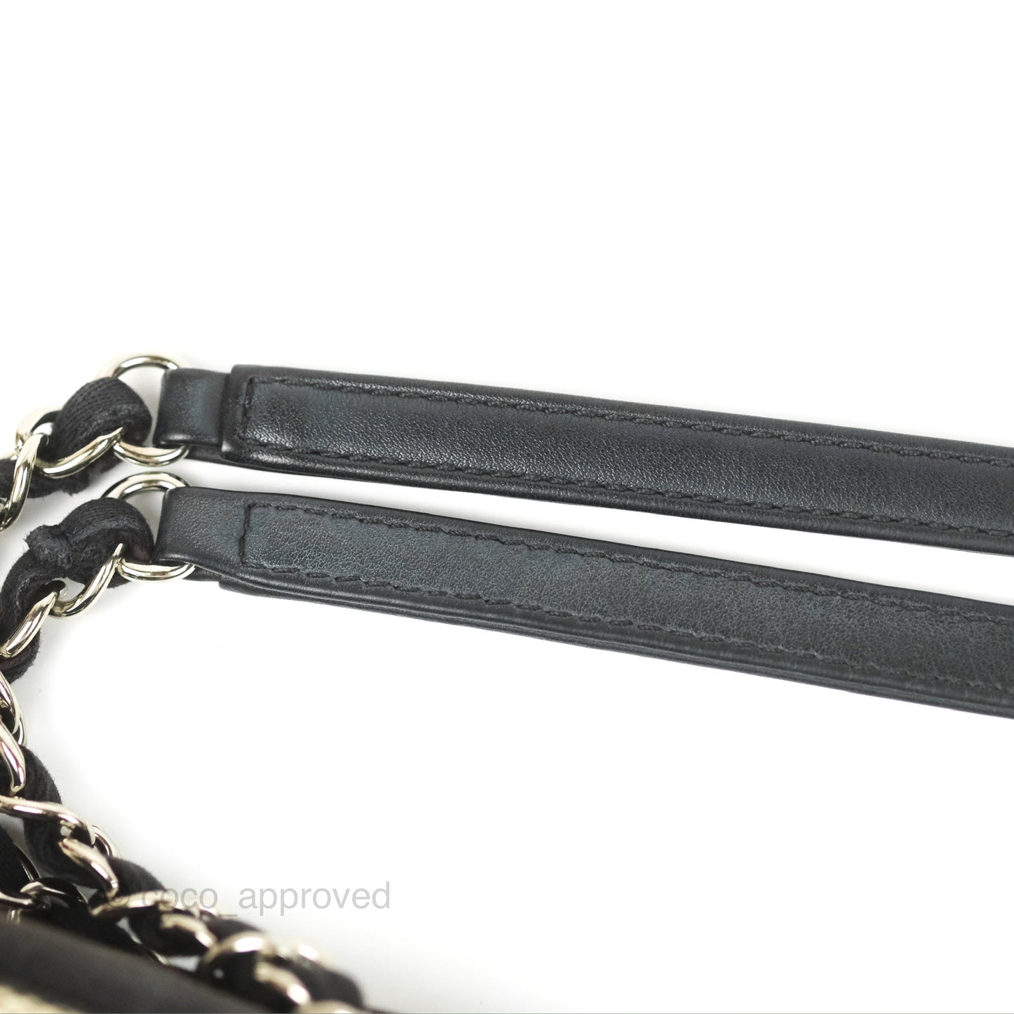 Chanel Medium Deauville Tote Stripe Navy/Grey Canvas Silver Hardware