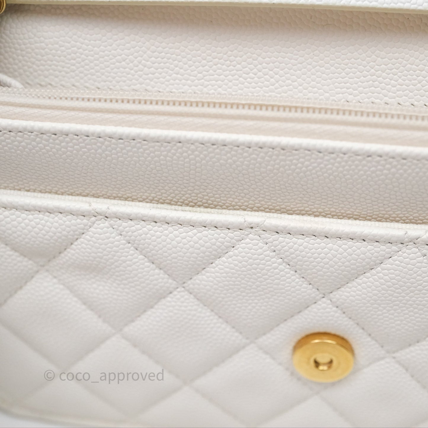 Chanel Quilted Classic Poker Wallet on Chain WOC White Caviar Gold Hardware