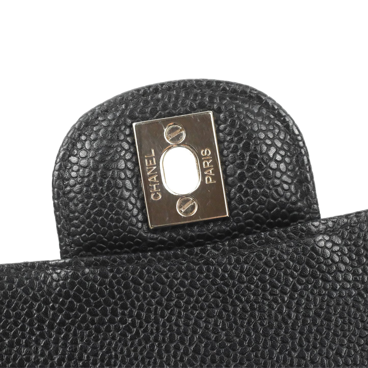 Chanel Classic M/L Medium Flap Quilted Black Caviar Silver Hardware