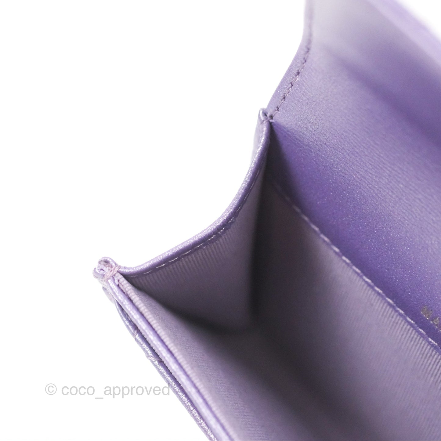 Chanel Classic Flap Card Holder Quilted Iridescent Purple Lambskin Silver Hardware
