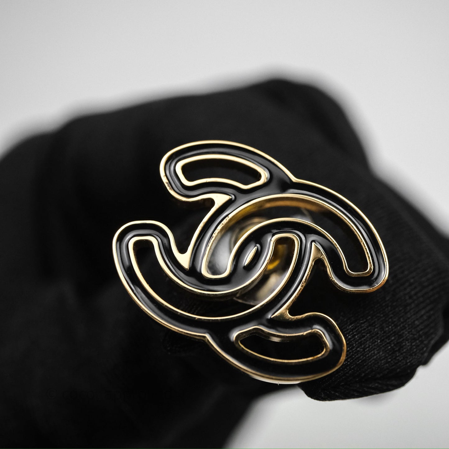 Chanel CC Black Resin Earrings Gold Tone 24A