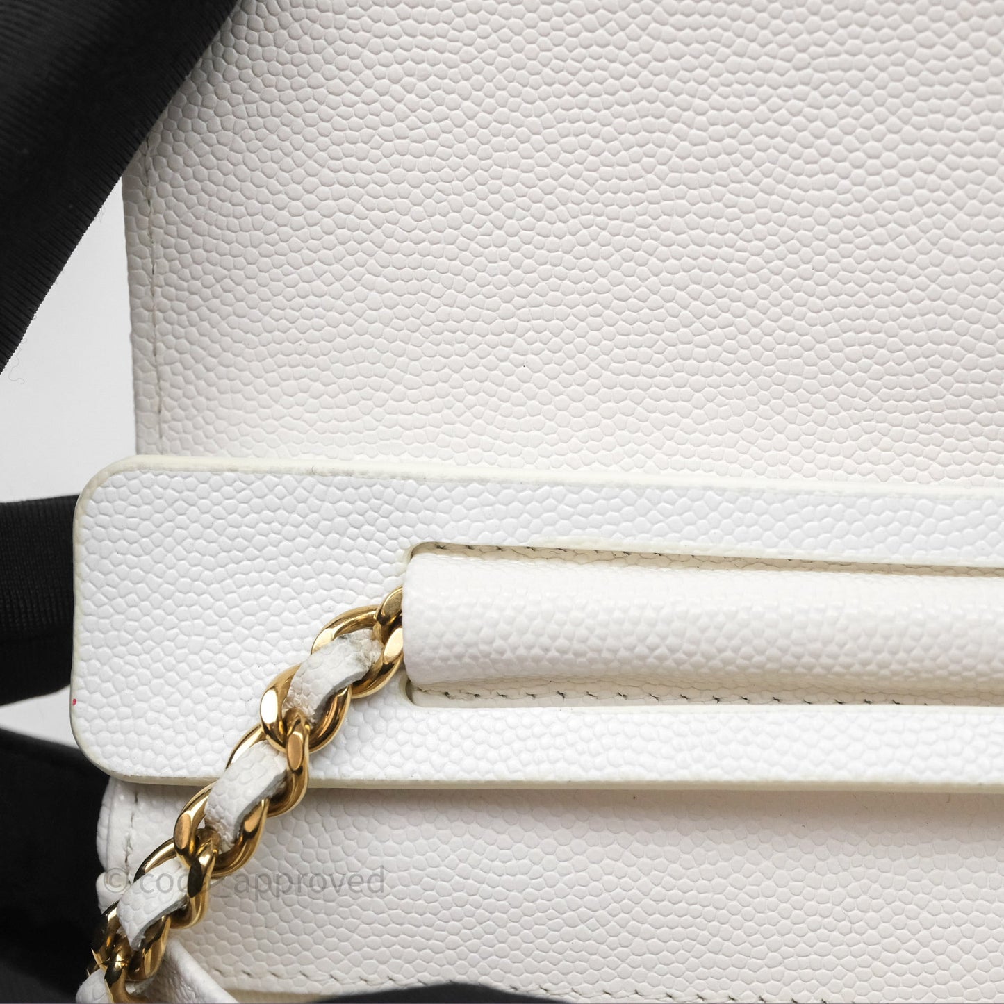 Chanel Quilted Classic Poker Wallet on Chain WOC White Caviar Gold Hardware