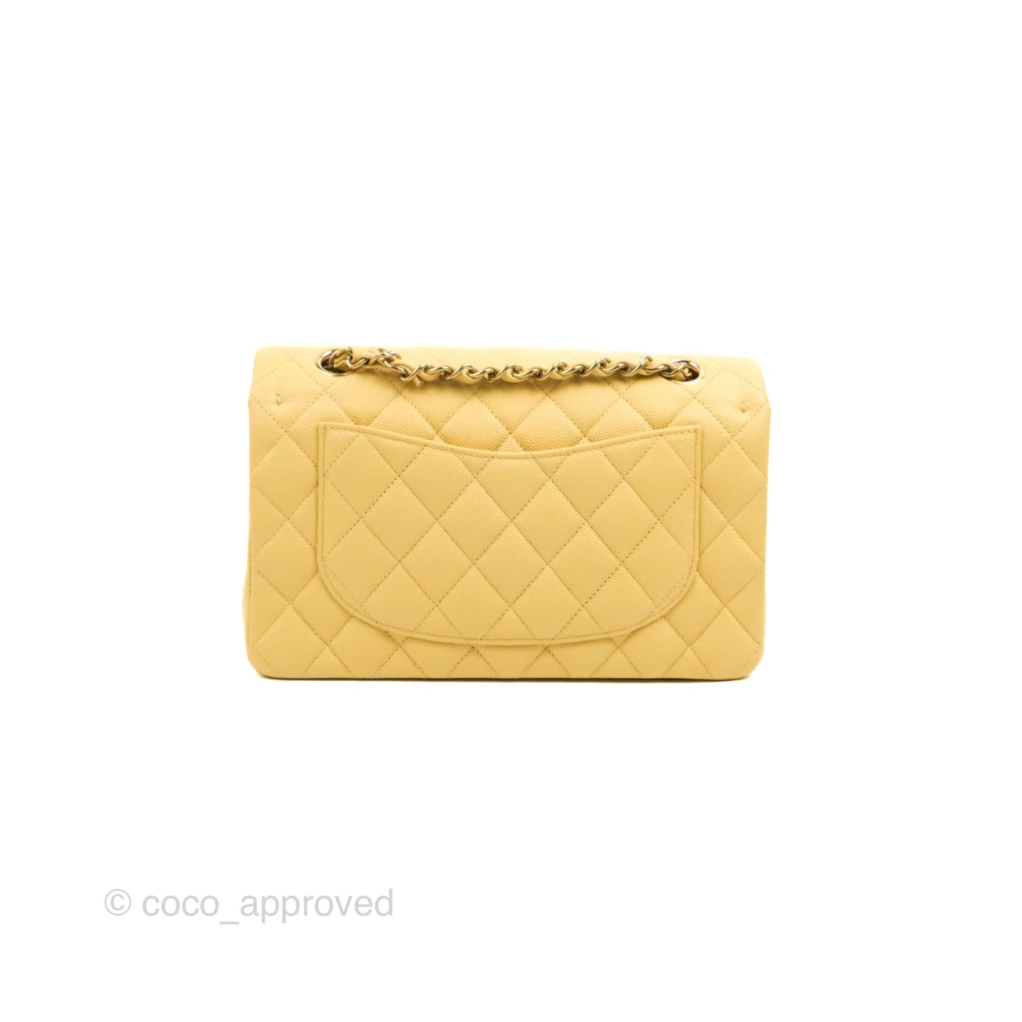 Chanel Small Classic Quilted Flap Yellow Caviar Gold Hardware
