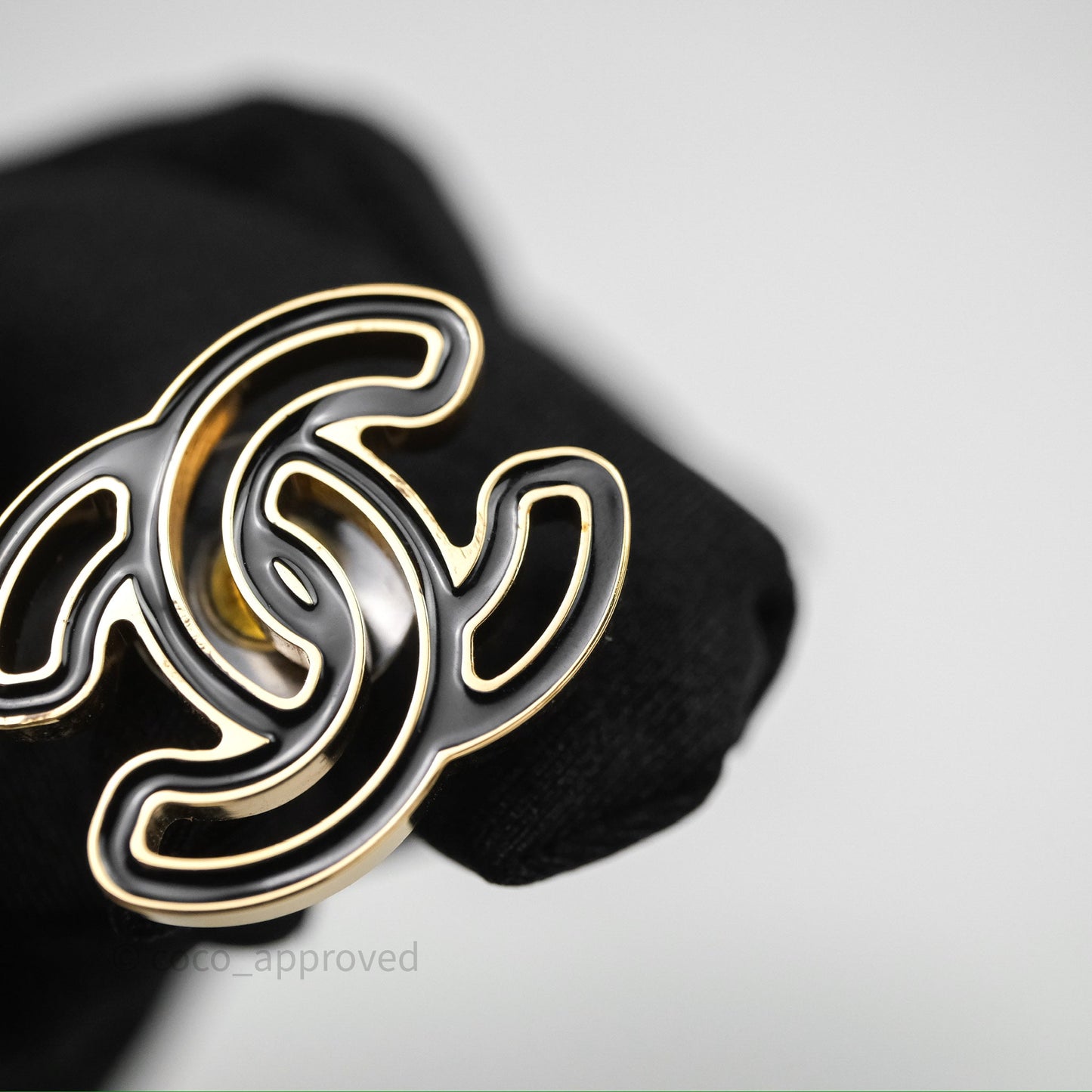 Chanel CC Black Resin Earrings Gold Tone 24A