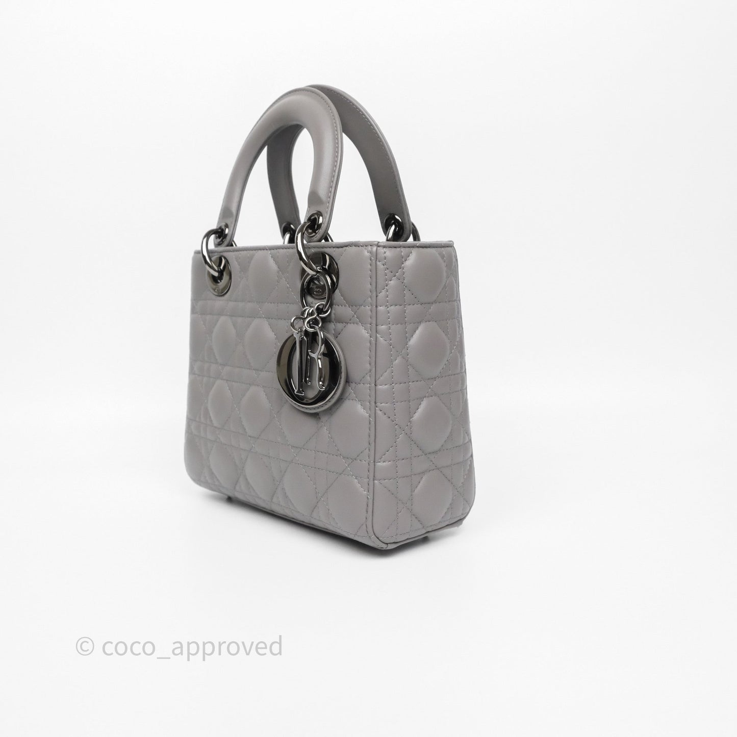 Christian Dior Small Lady Dior My ABCDior Bag Steel Grey Cannage Lambskin