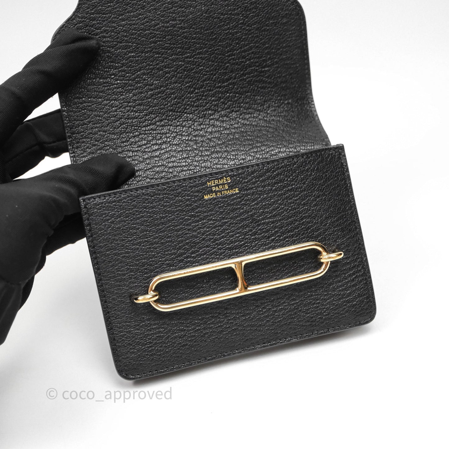 Hermès Roulis Slim Wallet Black Noir 89 Chevre Mysore Gold Hardware