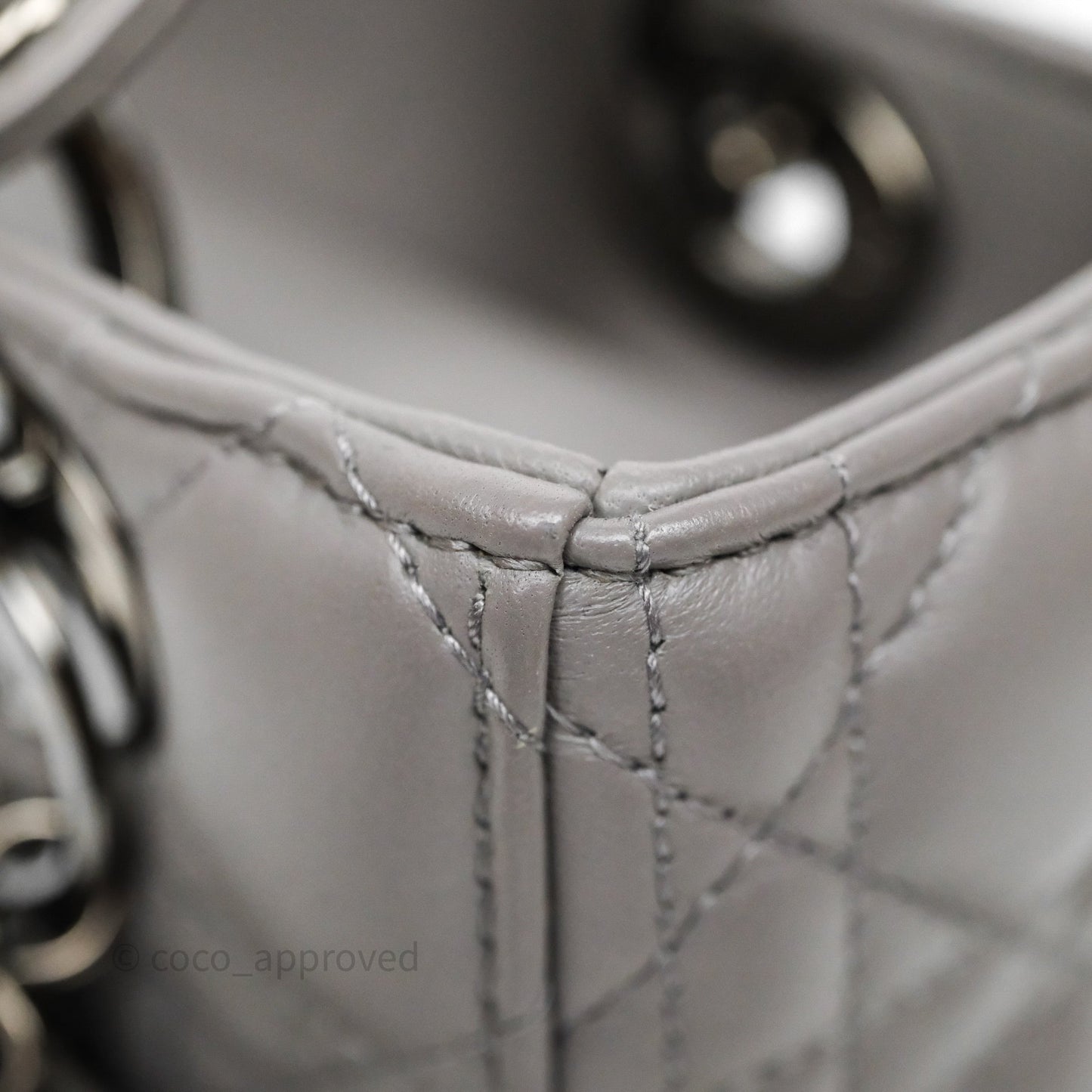 Christian Dior Small Lady Dior My ABCDior Bag Steel Grey Cannage Lambskin