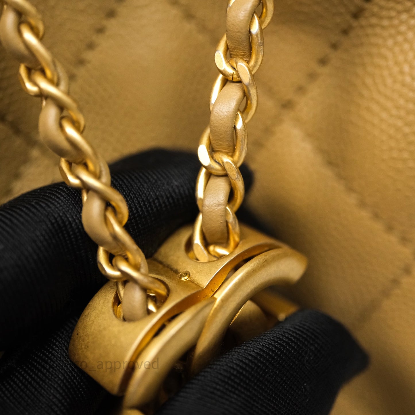 Chanel 25 Small Beige Caviar Aged Gold Hardware