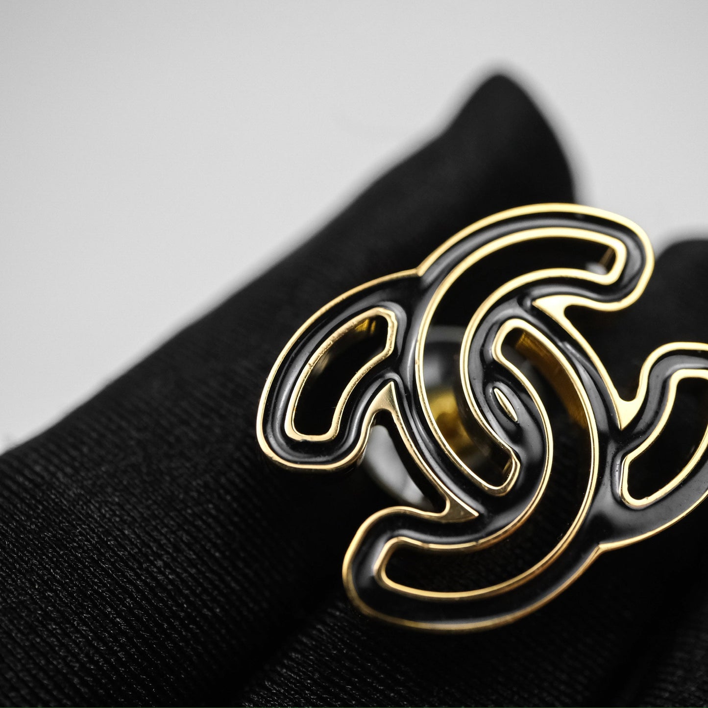 Chanel CC Black Resin Earrings Gold Tone 24A